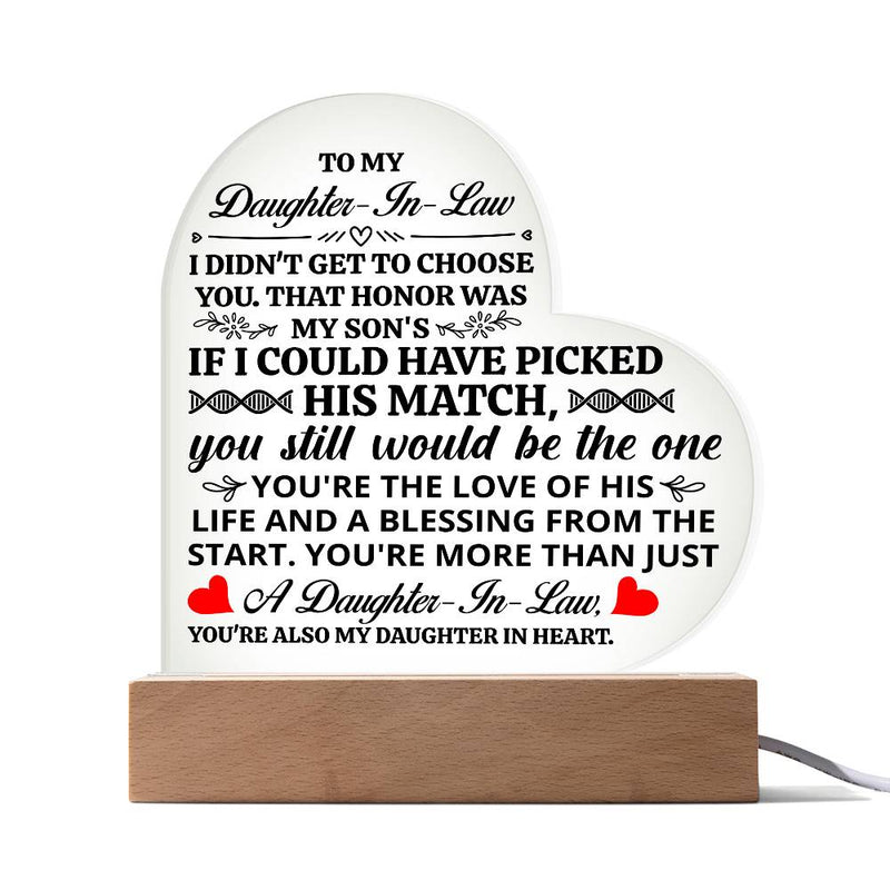 To My Daughter-in-Law Honor – Acrylic Heart Plaque